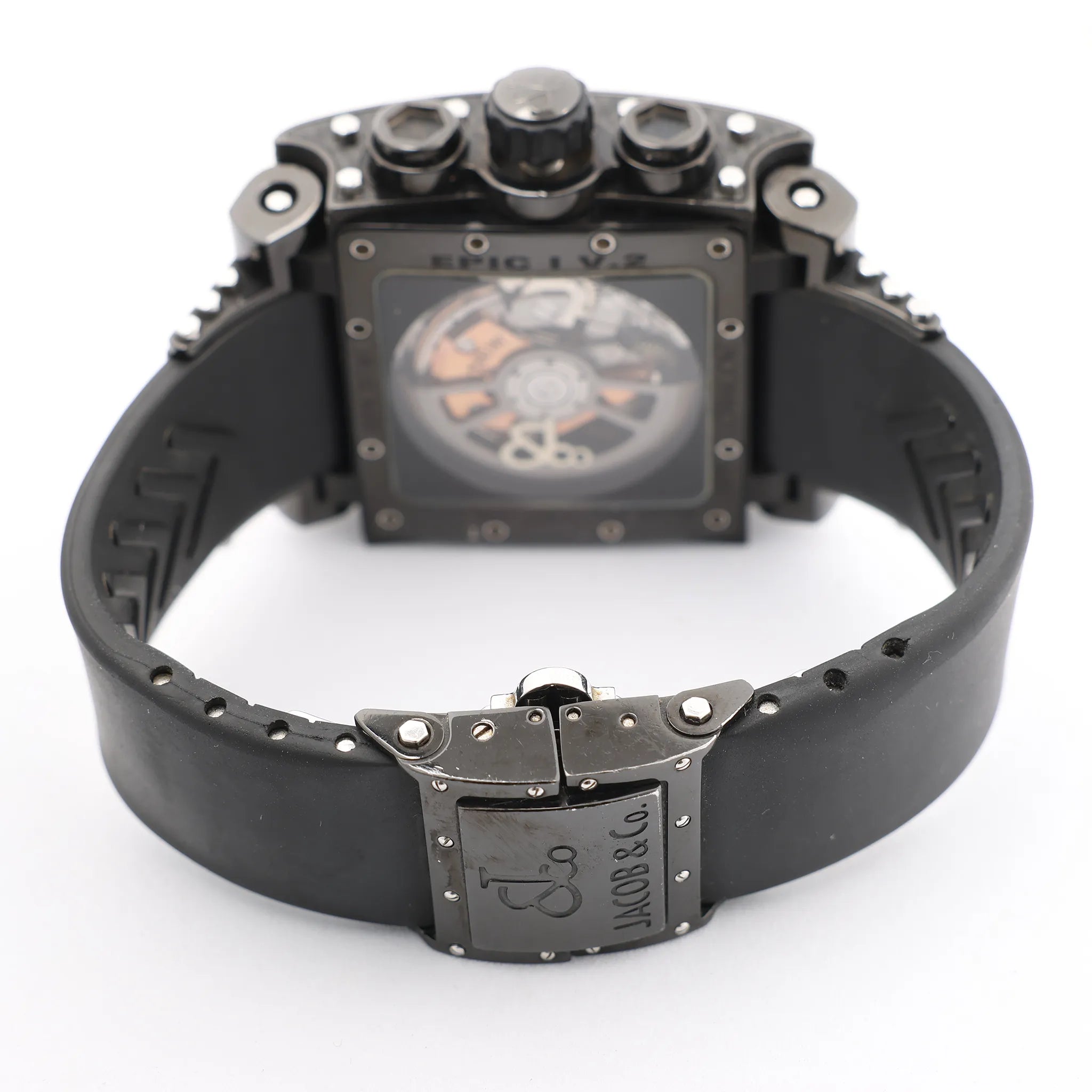 JACOB & Co.Epic I JC-V2Q2B 40 SS & Rubber AT Watch with Black Dial