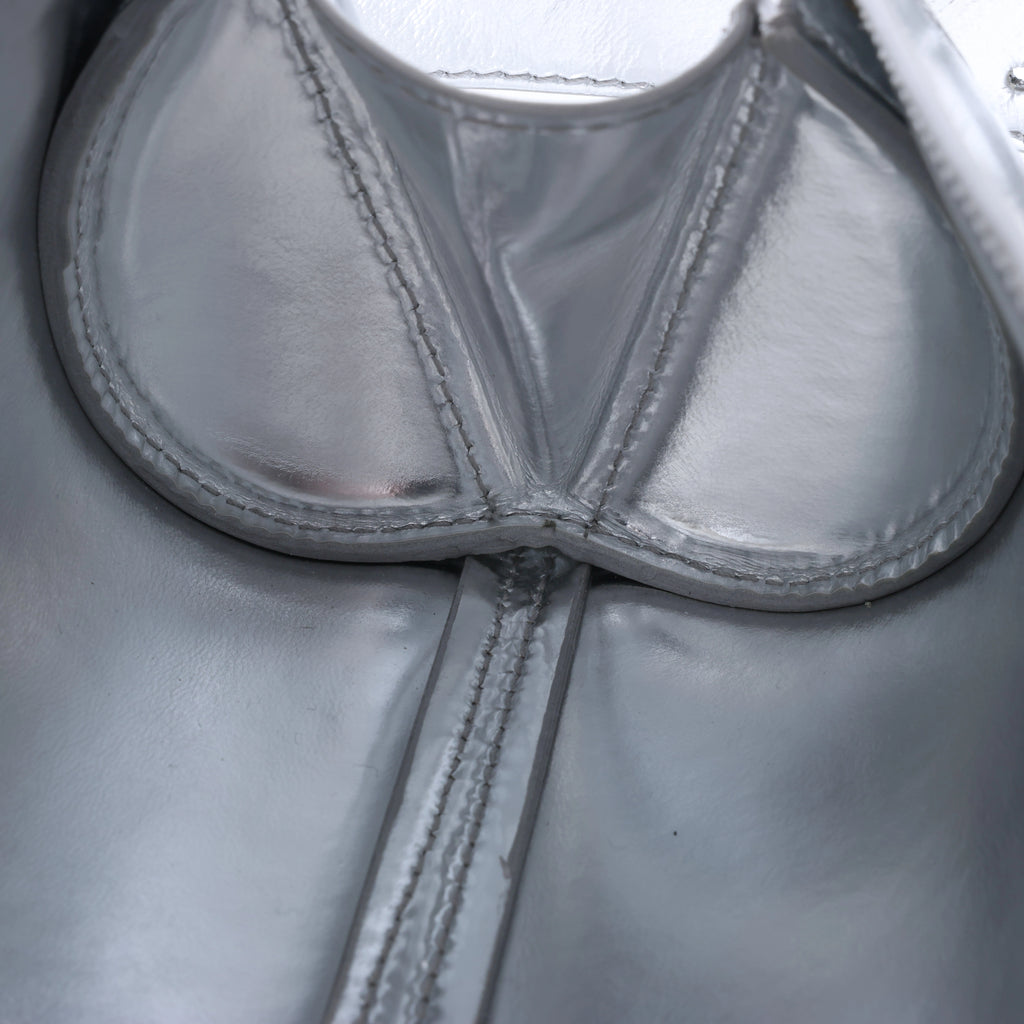 Jil Sander Cannolo Patent Leather Shoulder Bag in Silver