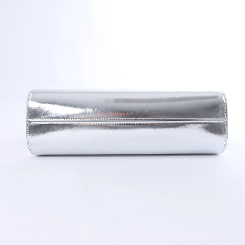 Jil Sander Cannolo Patent Leather Shoulder Bag in Silver