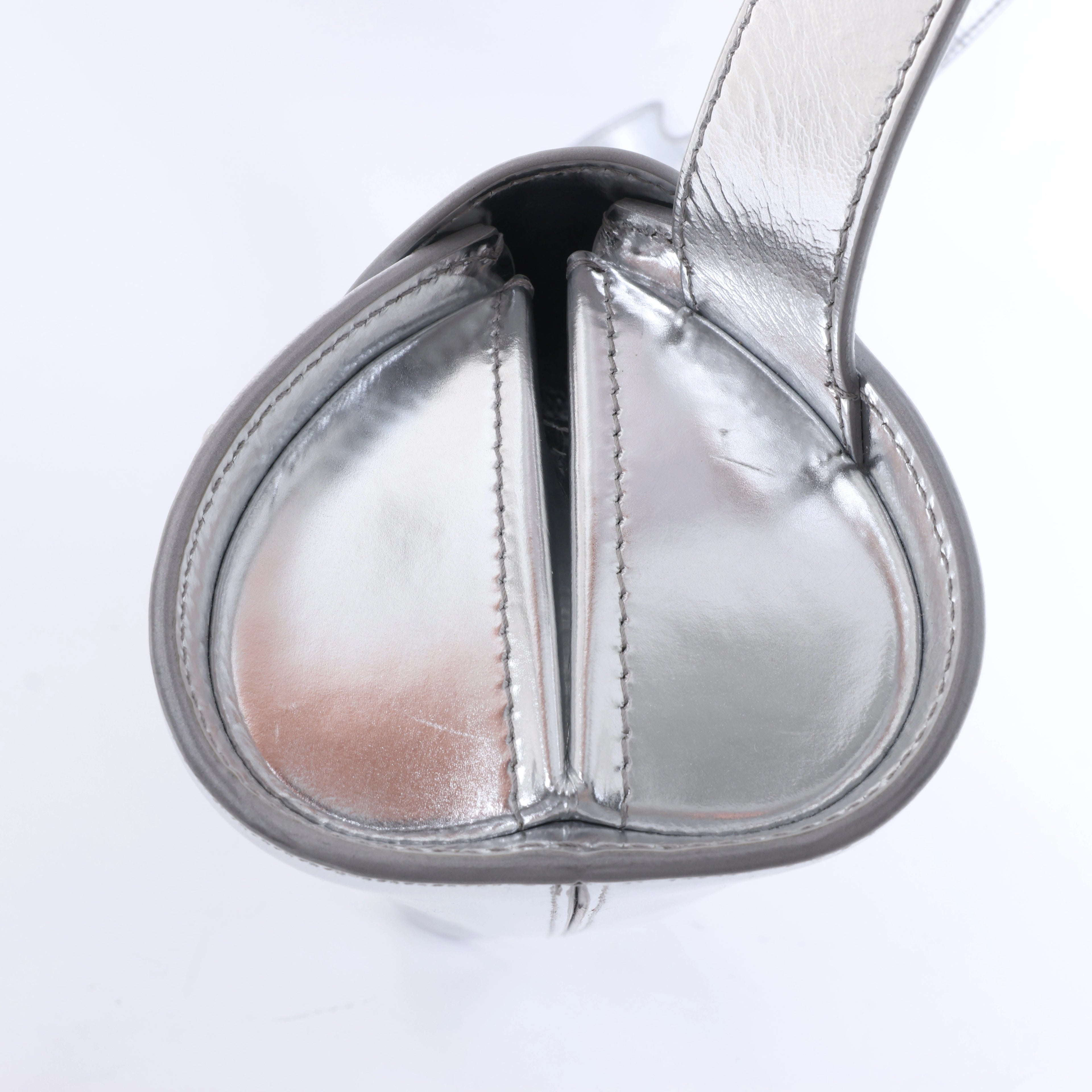 Jil Sander Cannolo Patent Leather Shoulder Bag in Silver