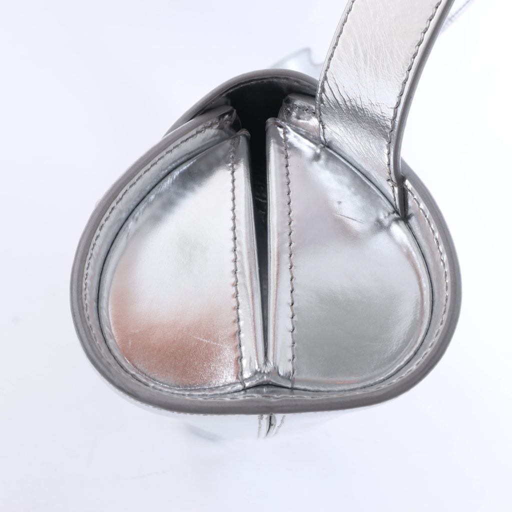 Jil Sander Cannolo Patent Leather Shoulder Bag in Silver