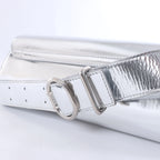 Jil Sander Cannolo Patent Leather Shoulder Bag in Silver