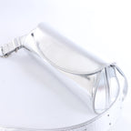 Jil Sander Cannolo Patent Leather Shoulder Bag in Silver