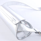 Jil Sander Cannolo Patent Leather Shoulder Bag in Silver