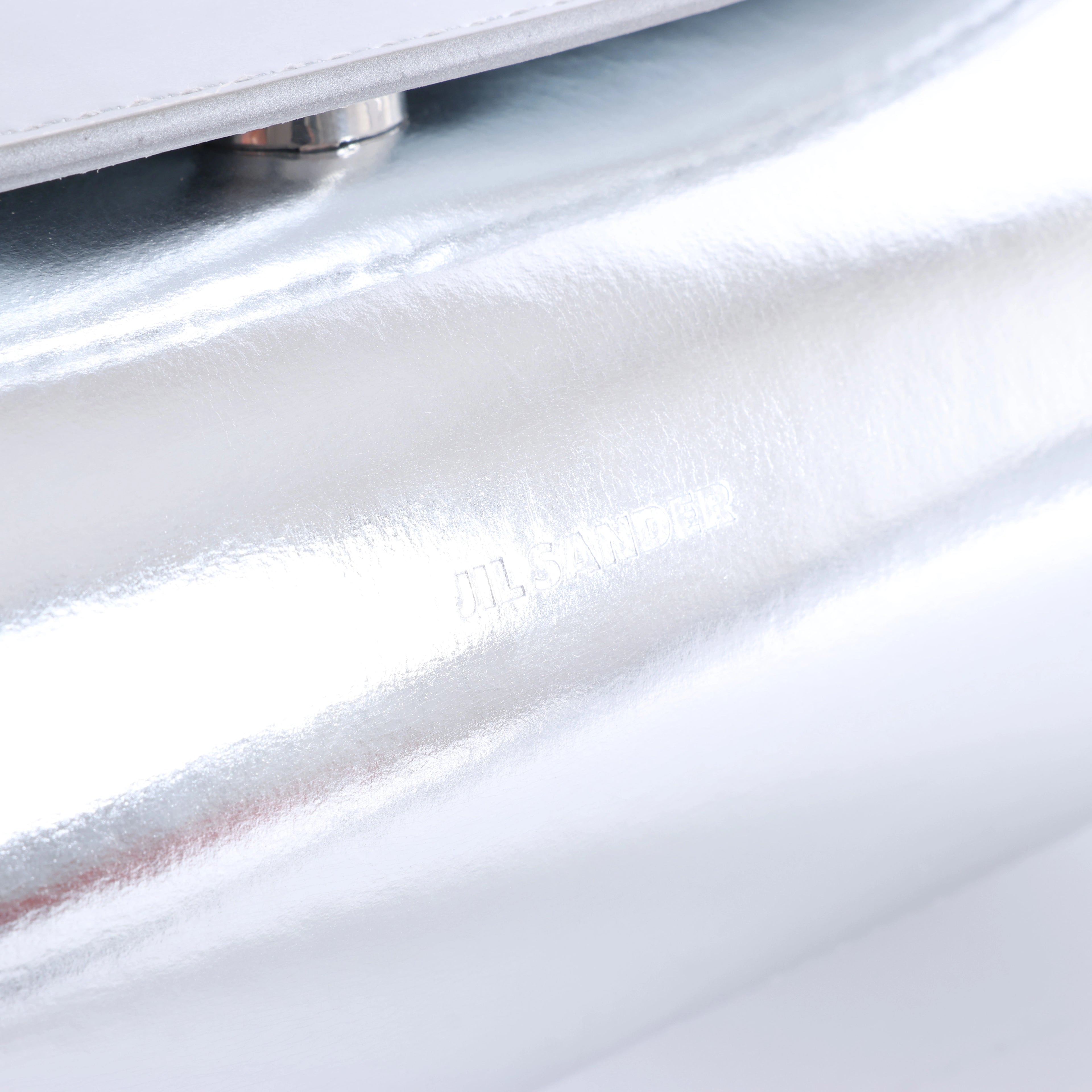Jil Sander Cannolo Patent Leather Shoulder Bag in Silver