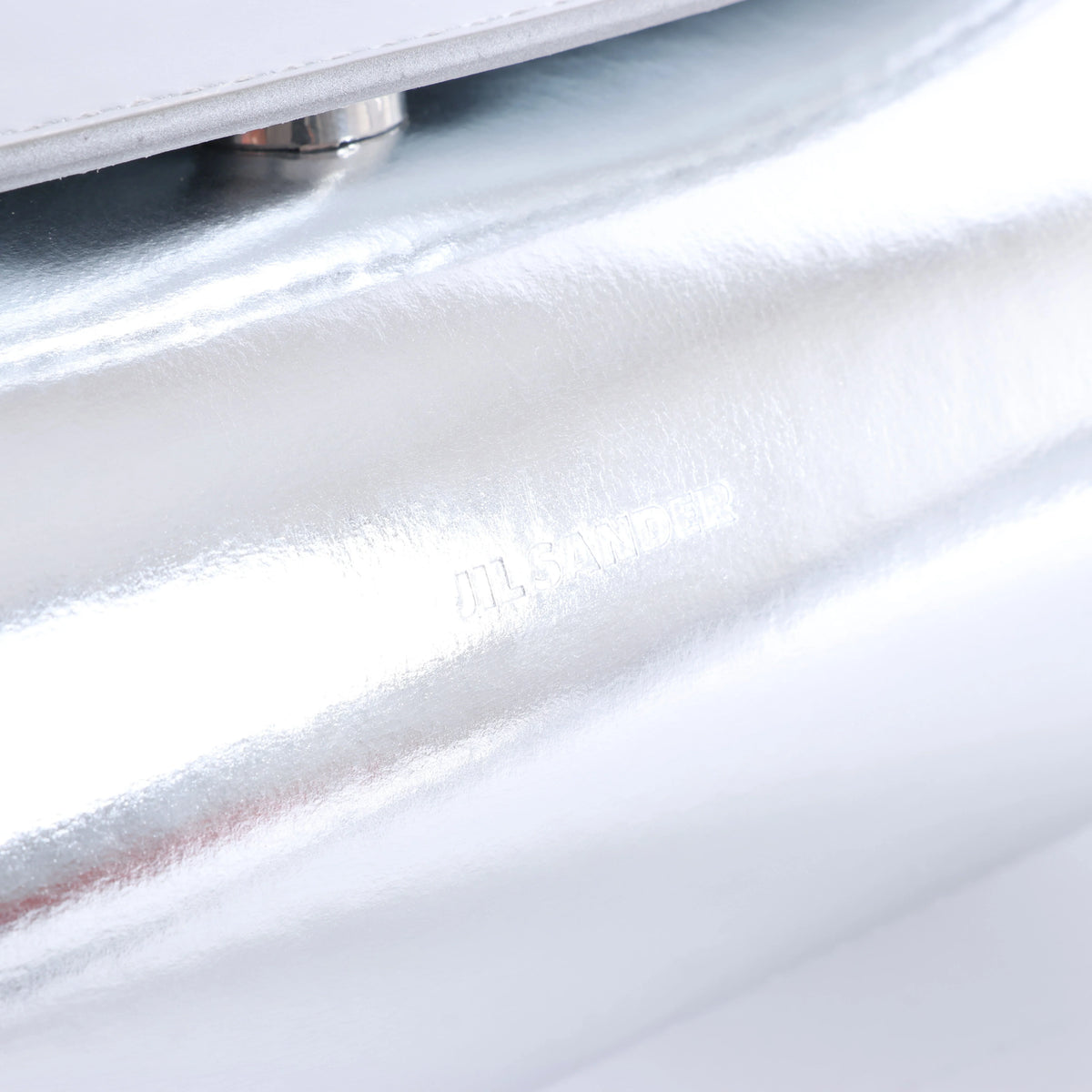 Jil Sander Cannolo Patent Leather Shoulder Bag in Silver