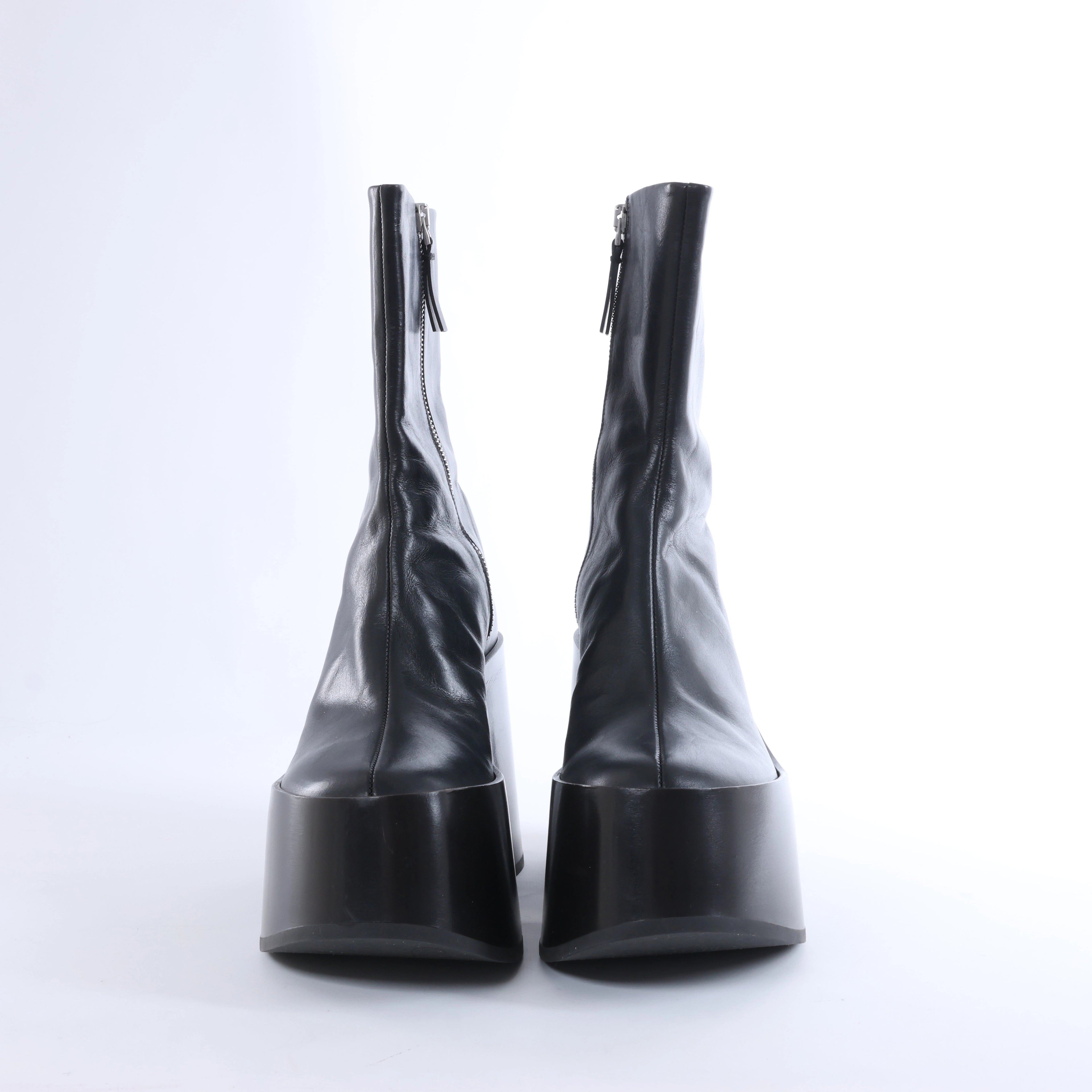 Jil Sander Leather Boots in Black, Size EU 38