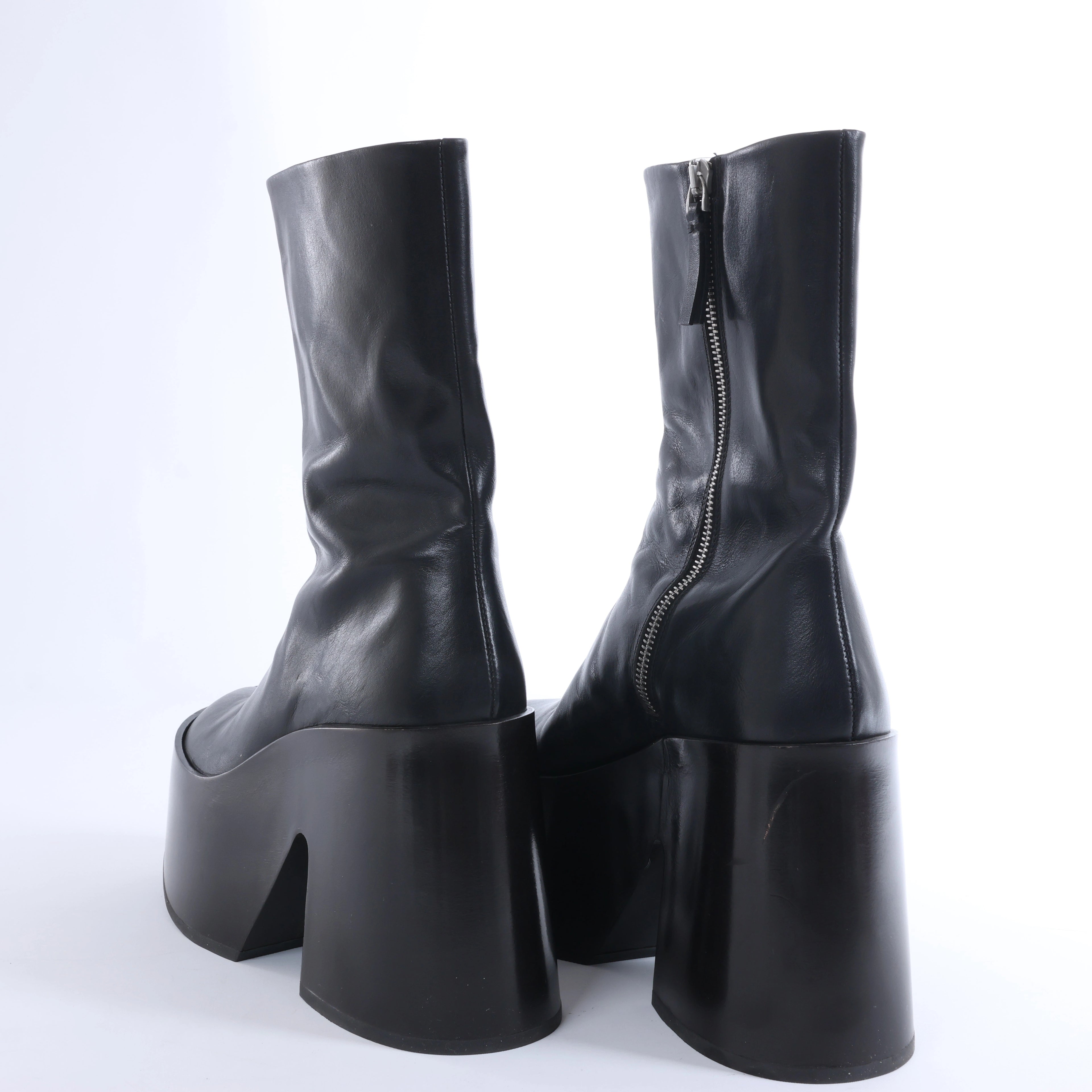 Jil Sander Leather Boots in Black, Size EU 38