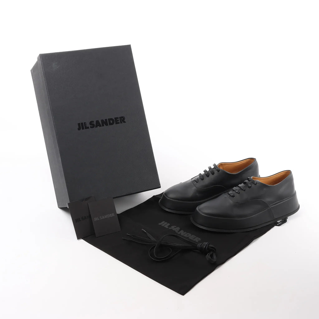 Jil Sander Leather Sneakers in Black, Size 37 EU