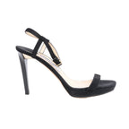 Jimmy Choo Satin Minny Ankle Strap Sandals in Black, Size 38.5 EU