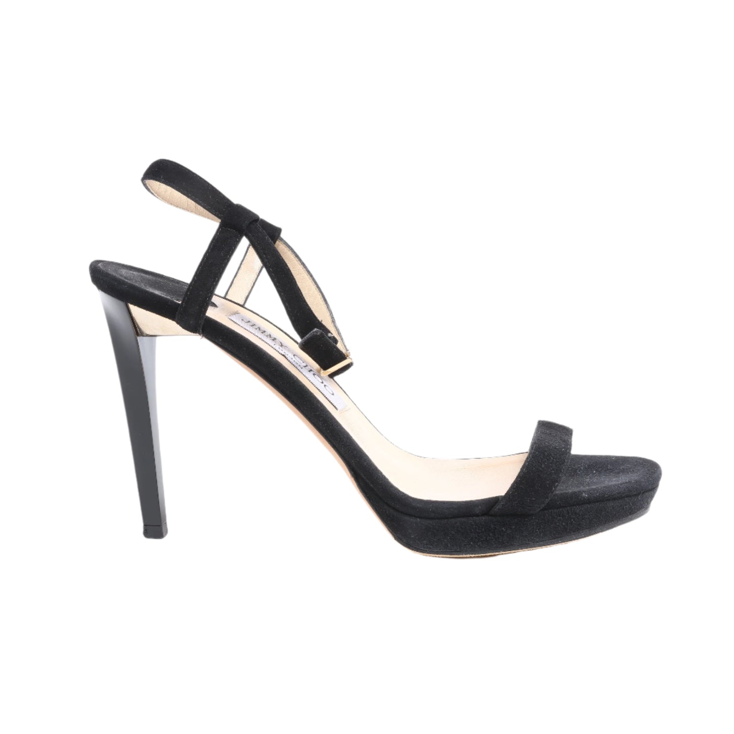 Sandales Jimmy Choo en satin Minny à bride cheville, noires, pointure 38,5