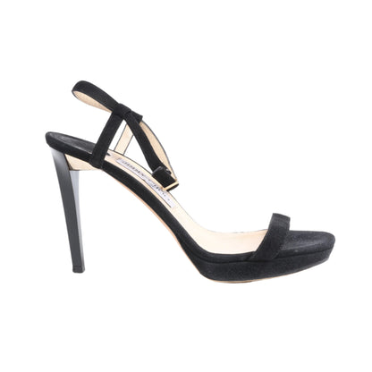 Sandales Jimmy Choo en satin Minny à bride cheville, noires, pointure 38,5