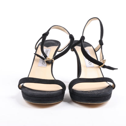 Sandales Jimmy Choo en satin Minny à bride cheville, noires, pointure 38,5