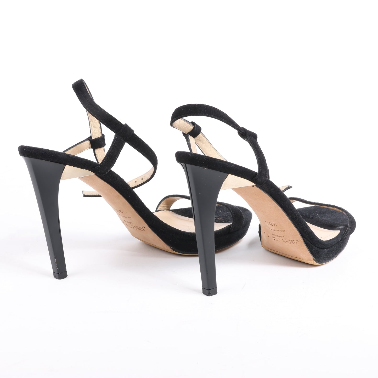 Sandales Jimmy Choo en satin Minny à bride cheville, noires, pointure 38,5