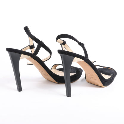 Sandales Jimmy Choo en satin Minny à bride cheville, noires, pointure 38,5