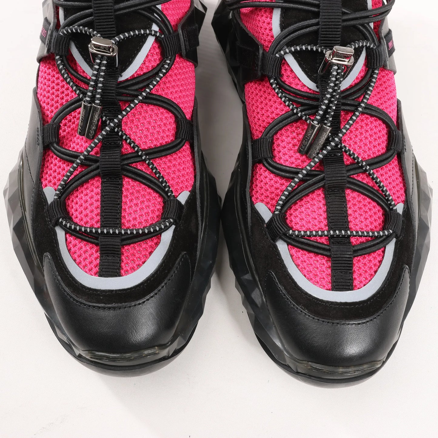Jimmy Choo Diamond Fabric Sneakers in Pink x Black, Size 39 EU
