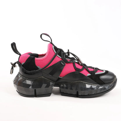 Jimmy Choo Diamond Fabric Sneakers in Pink x Black, Size 39 EU