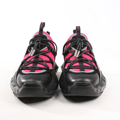 Jimmy Choo Diamond Fabric Sneakers in Pink x Black, Size 39 EU
