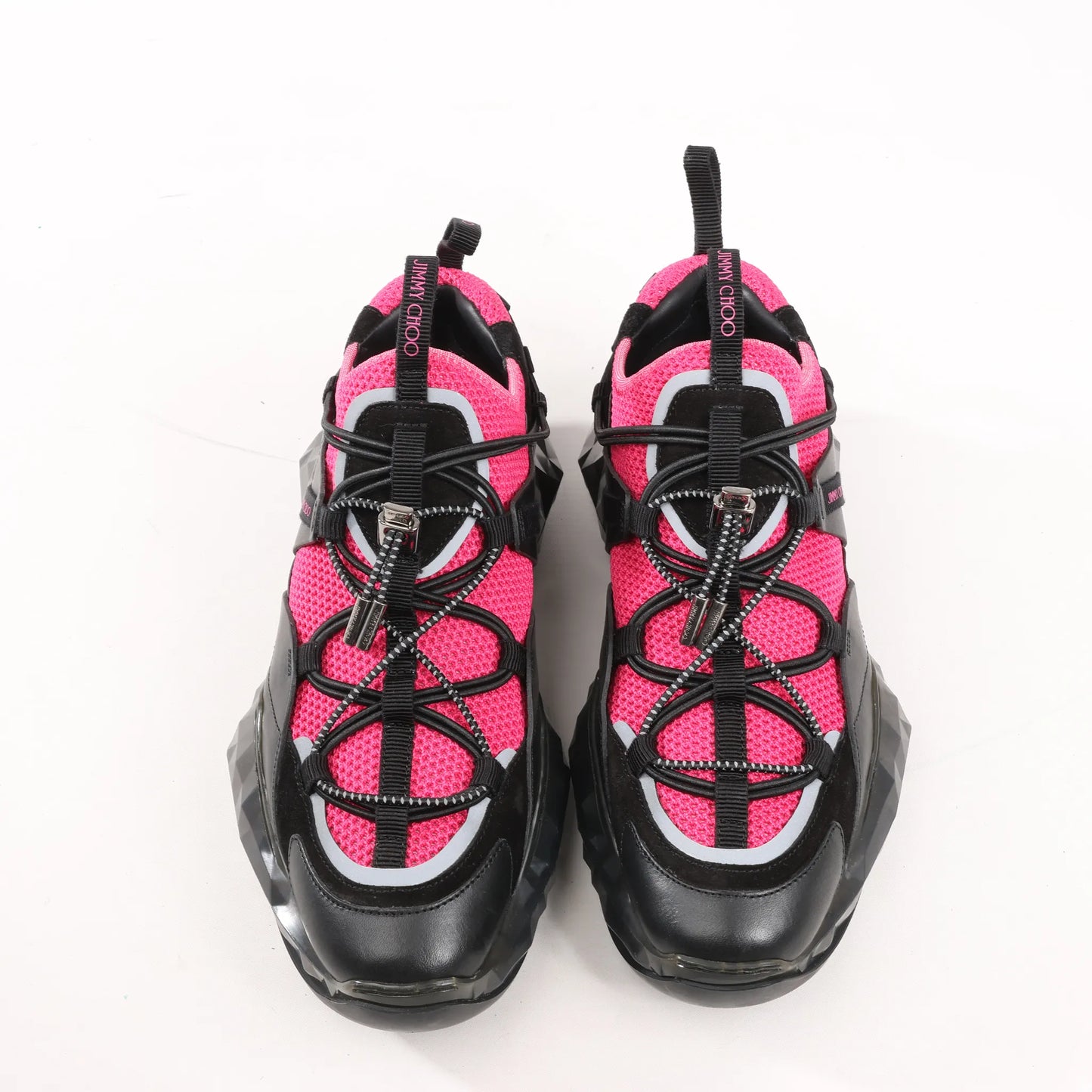 Jimmy Choo Diamond Fabric Sneakers in Pink x Black, Size 39 EU