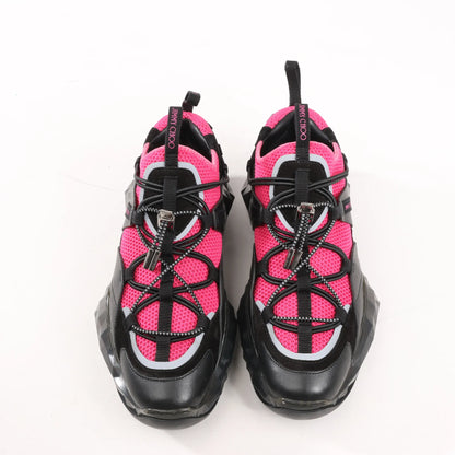 Jimmy Choo Diamond Fabric Sneakers in Pink x Black, Size 39 EU