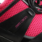 Jimmy Choo Diamond Fabric Sneakers in Pink x Black, Size 39 EU