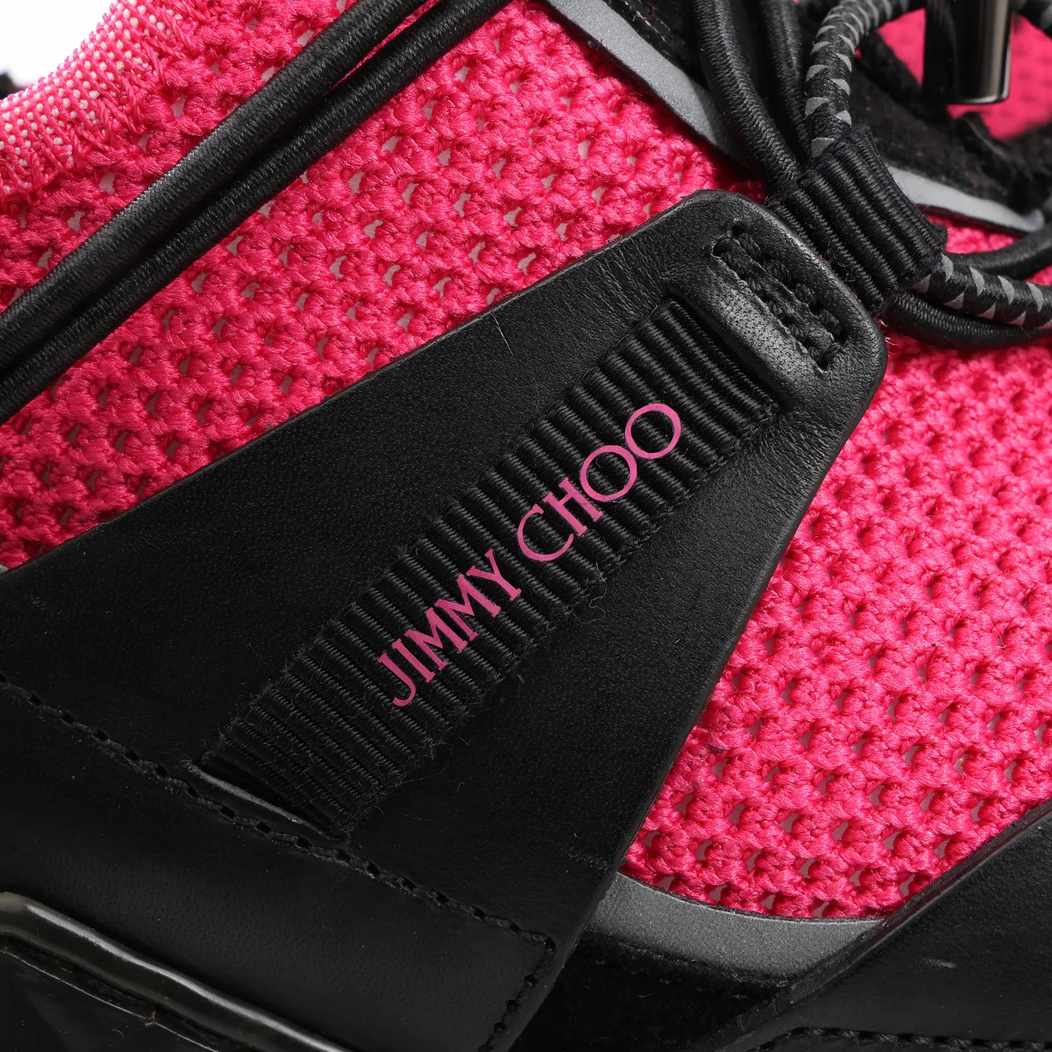 Jimmy Choo Diamond Fabric Sneakers in Pink x Black, Size 39 EU