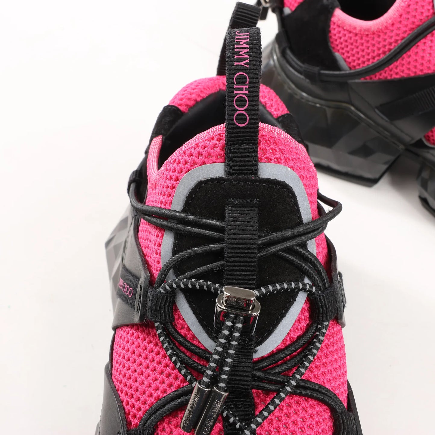 Jimmy Choo Diamond Fabric Sneakers in Pink x Black, Size 39 EU