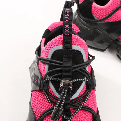 Jimmy Choo Diamond Fabric Sneakers in Pink x Black, Size 39 EU