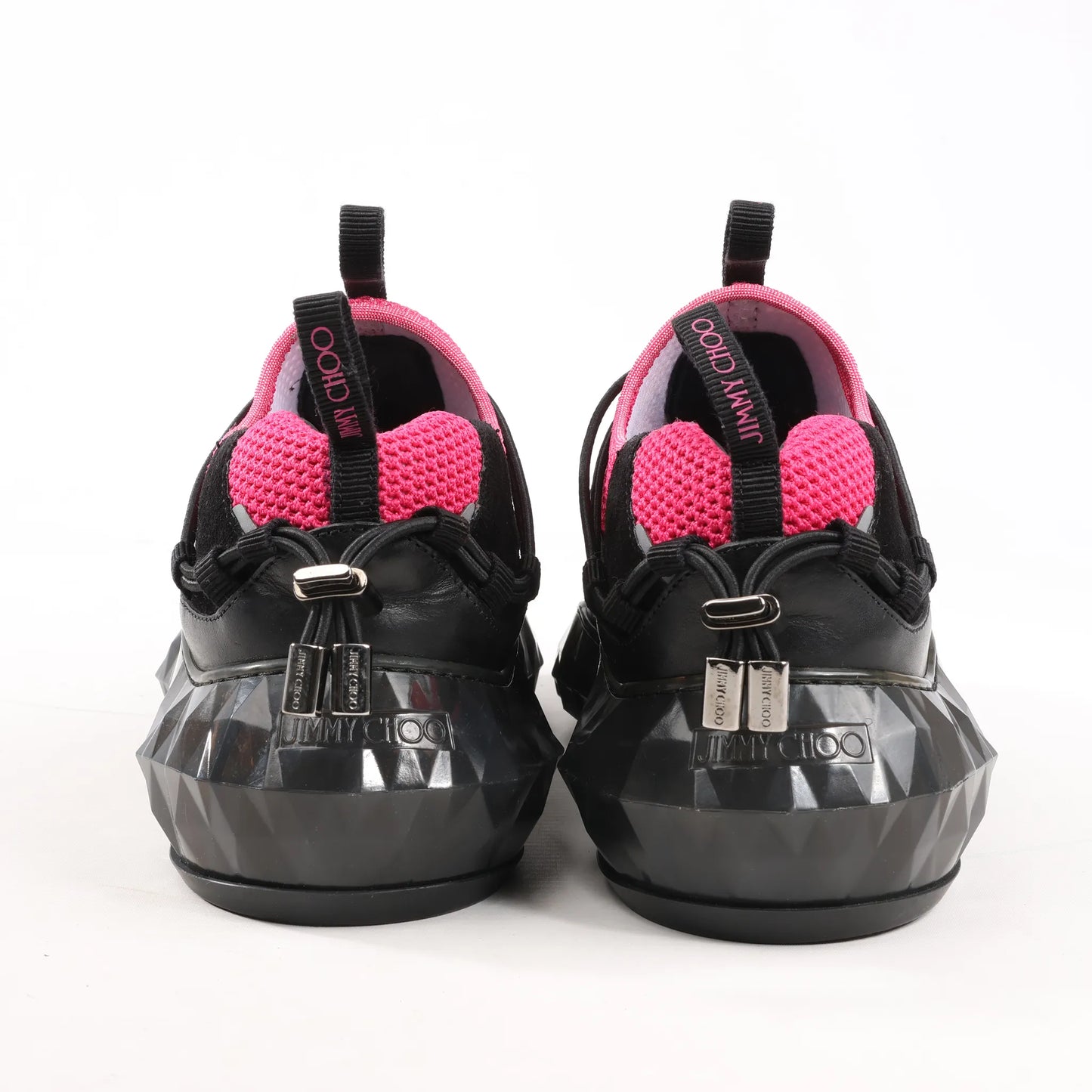 Jimmy Choo Diamond Fabric Sneakers in Pink x Black, Size 39 EU