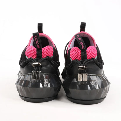 Jimmy Choo Diamond Fabric Sneakers in Pink x Black, Size 39 EU