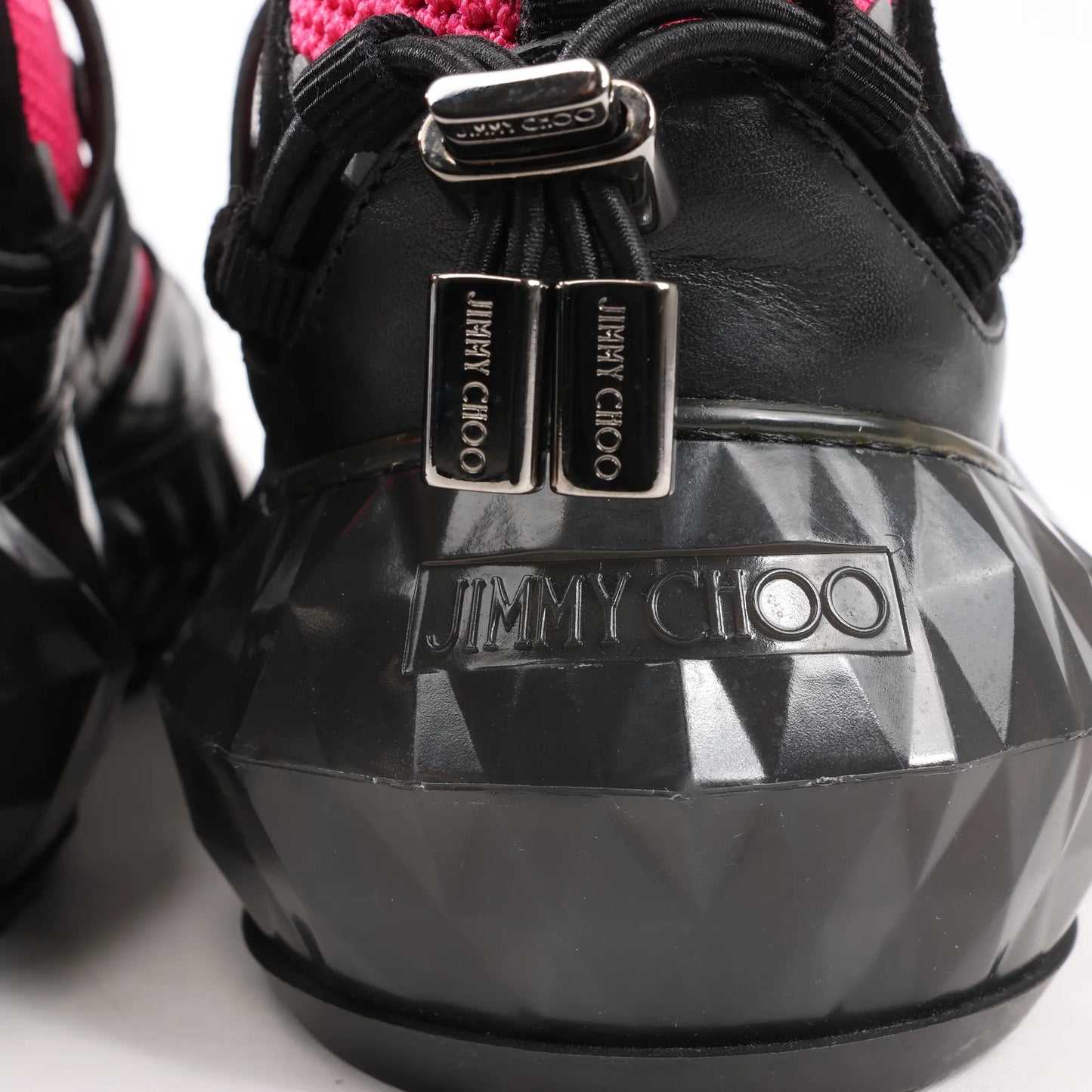 Jimmy Choo Diamond Fabric Sneakers in Pink x Black, Size 39 EU
