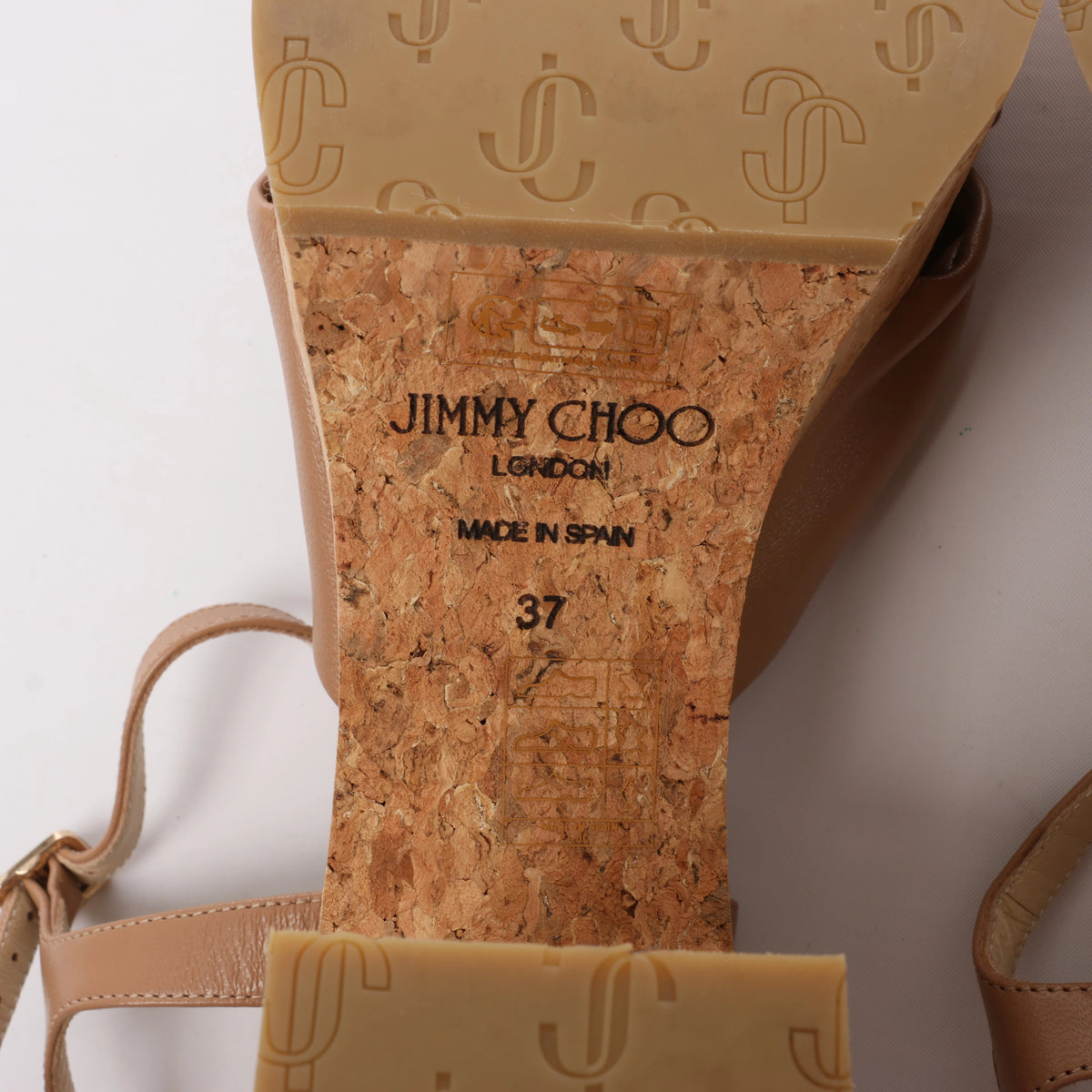 Jimmy Choo Heloise 95 Leather Platform Sandals in Beige, Size EU 37