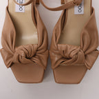 Jimmy Choo Heloise 95 Leather Platform Sandals in Beige, Size EU 37