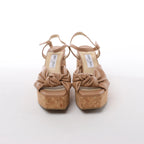 Jimmy Choo Heloise 95 Leather Platform Sandals in Beige, Size EU 37