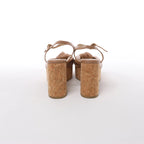 Jimmy Choo Heloise 95 Leather Platform Sandals in Beige, Size EU 37