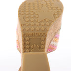 Jimmy Choo Deven Leather x Fabric Sandals in Beige, Size EU 37