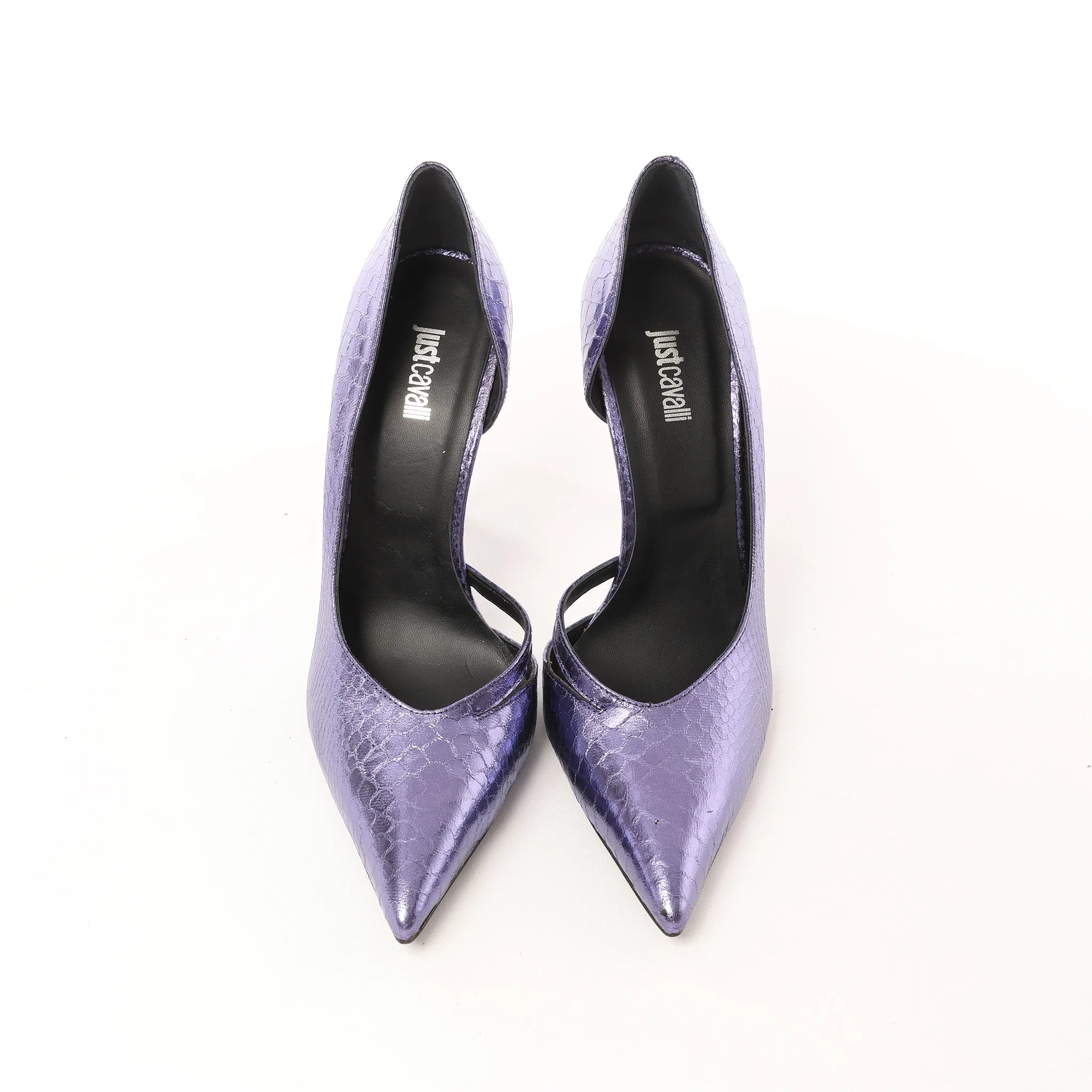 Just Cavalli Crocodile-embossed Decollette Pumps In Purple S09WL0079, Size 39 EU