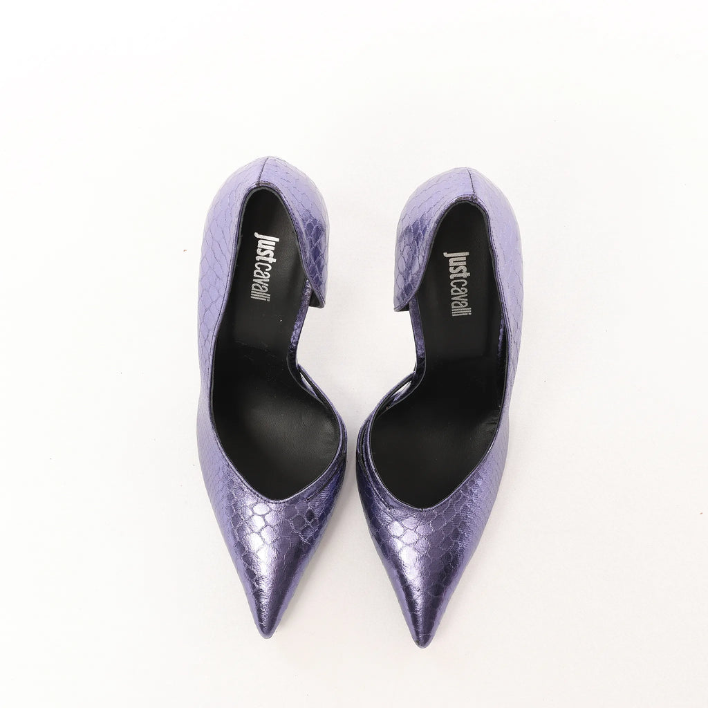 Just Cavalli Crocodile-embossed Decollette Pumps In Purple S09WL0079, Size 39 EU
