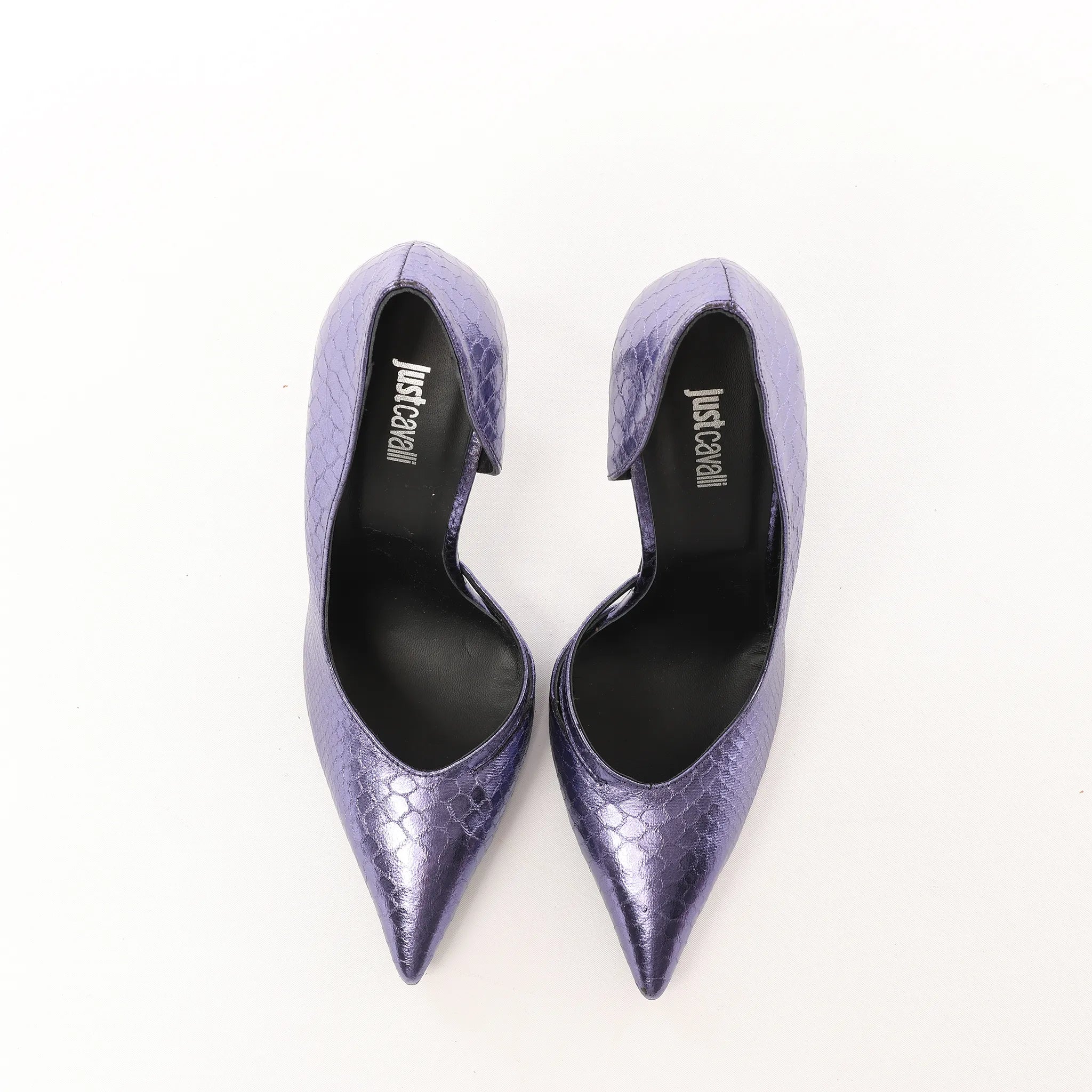 Just Cavalli Crocodile-embossed Decollette Pumps In Purple S09WL0079, Size 39 EU