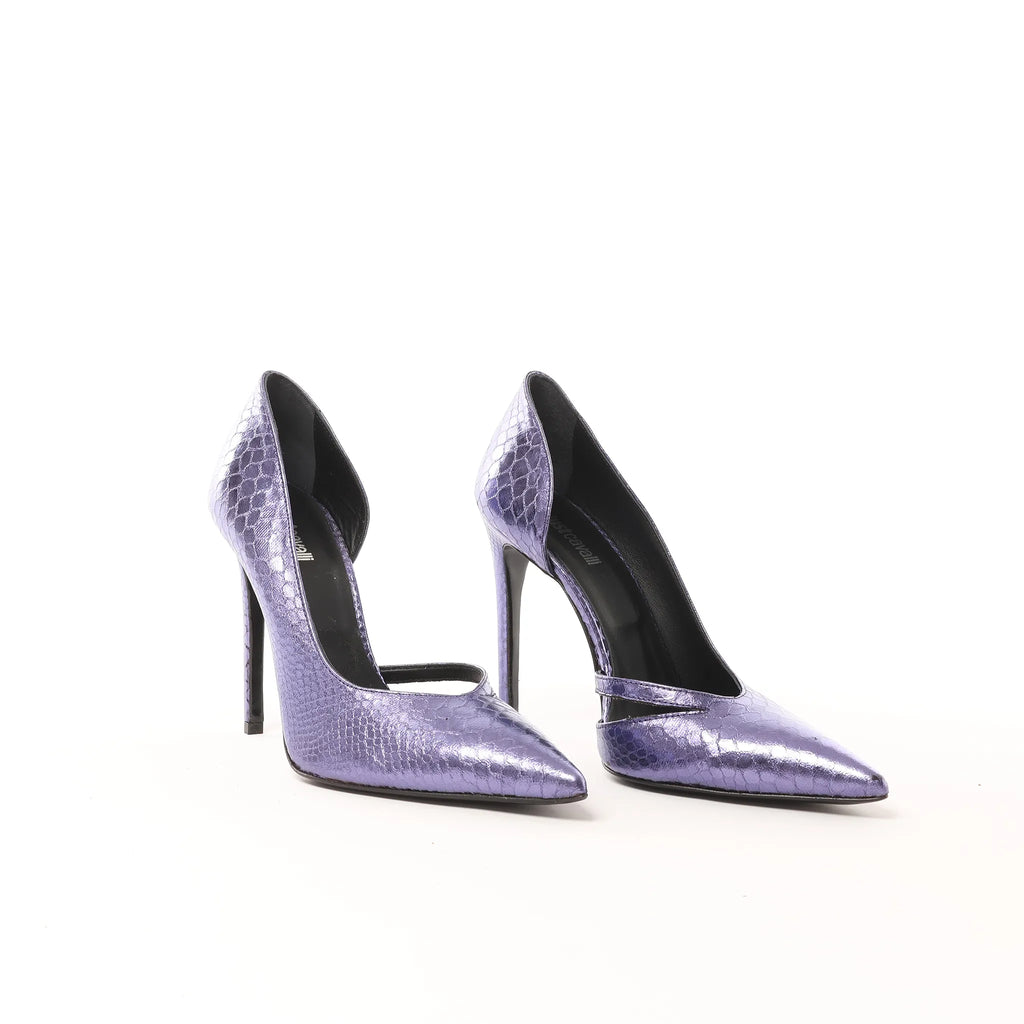 Just Cavalli Crocodile-embossed Decollette Pumps In Purple S09WL0079, Size 39 EU