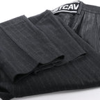 Just Cavalli Stripped Wool Trousers in Black, Size 46 IT
