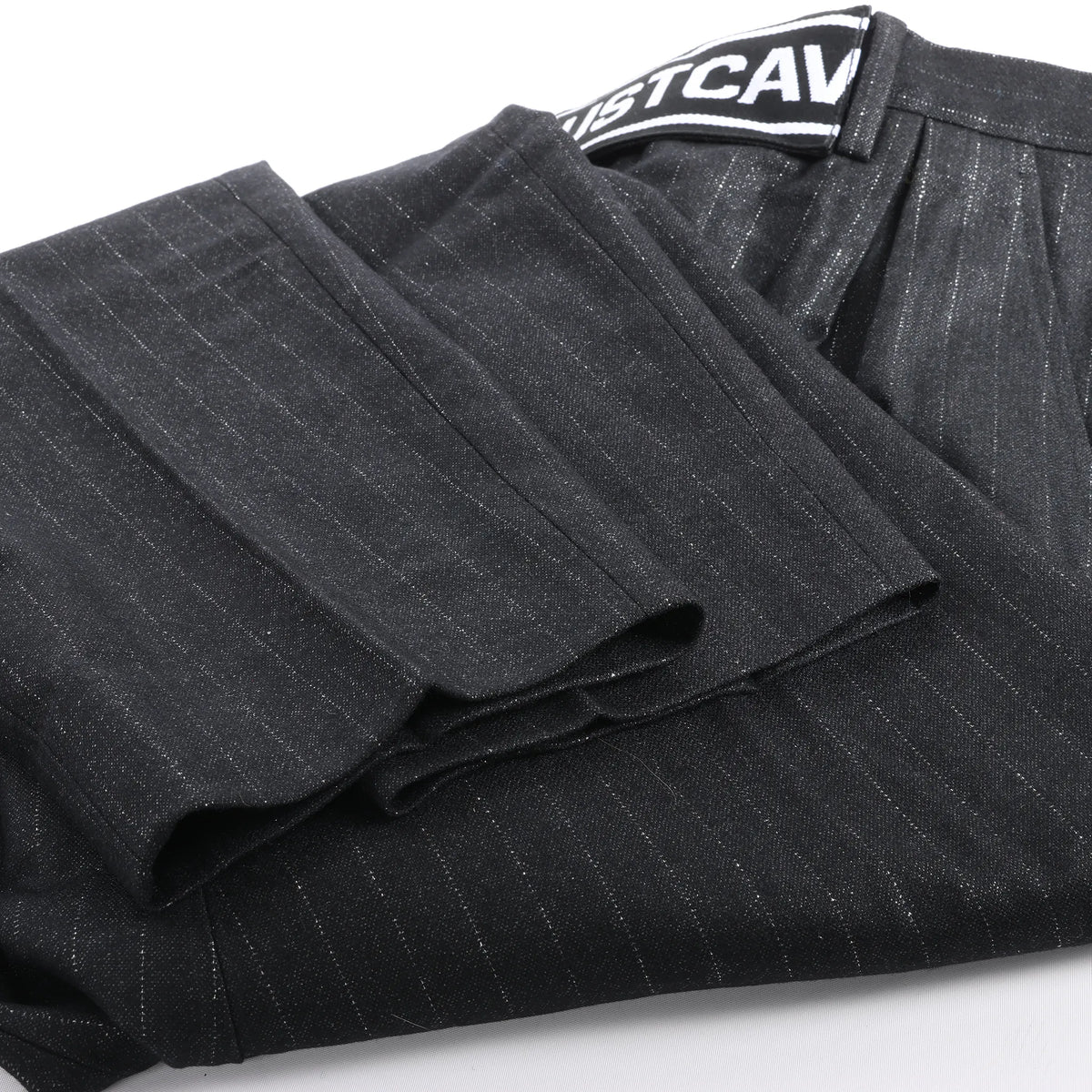Just Cavalli Stripped Wool Trousers in Black, Size 46 IT