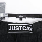 Just Cavalli Stripped Wool Trousers in Black, Size 46 IT