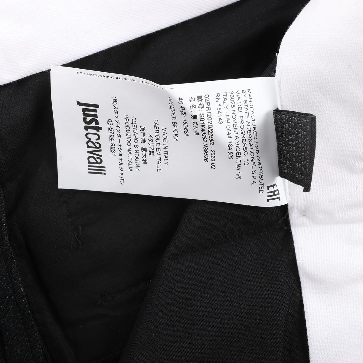 Just Cavalli Stripped Wool Trousers in Black, Size 46 IT