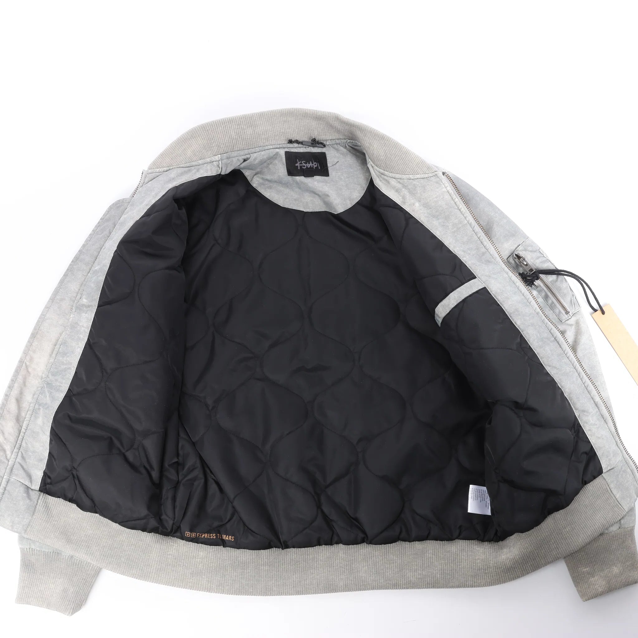 Ksubi Royalty Bomber Overdye Earth Jacket in Gray, M