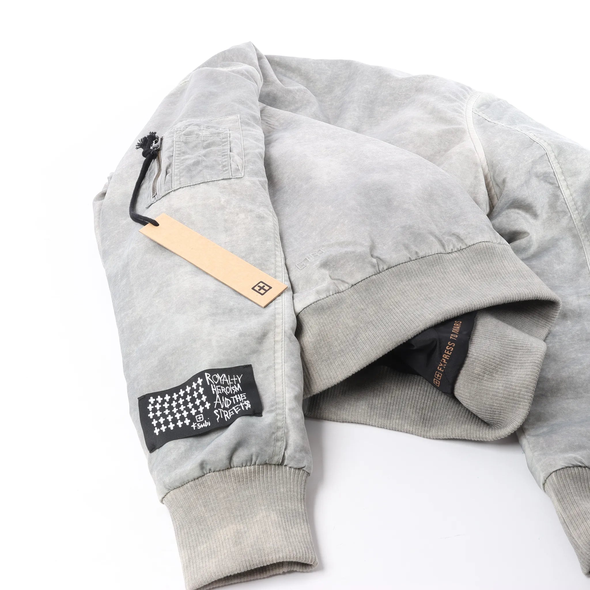 Ksubi Royalty Bomber Overdye Earth Jacket in Gray, M