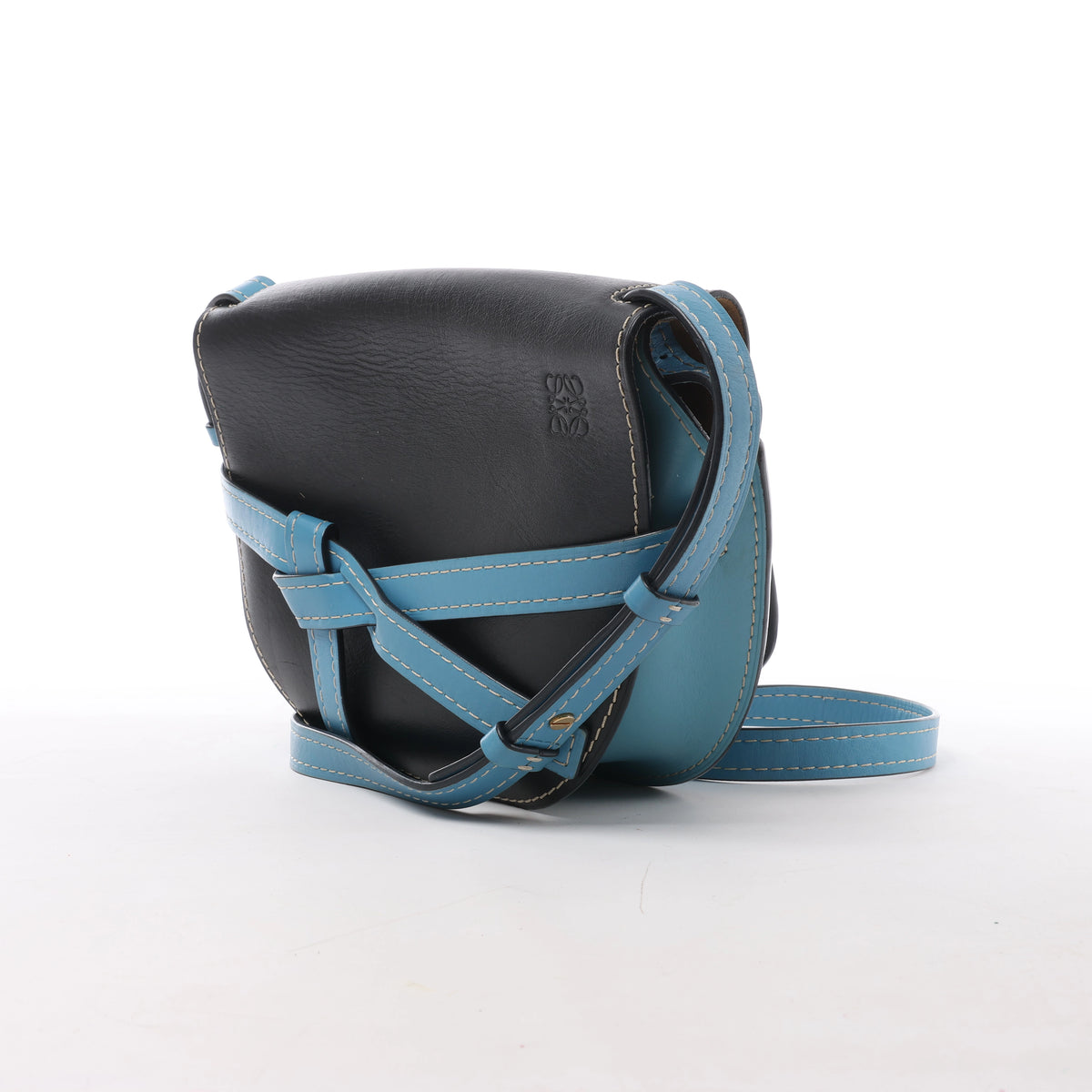 LOEWE Gate Leather Crossbody Bag in Black x Blue