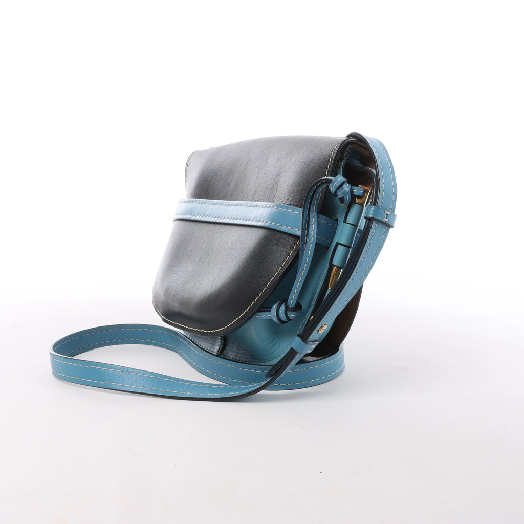 LOEWE Gate Leather Crossbody Bag in Black x Blue