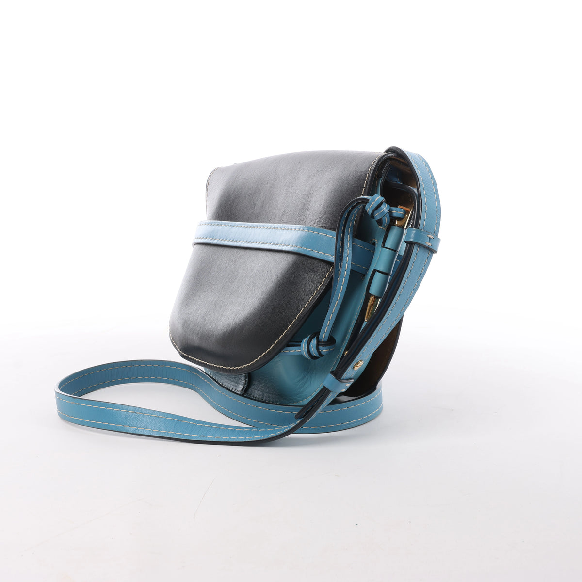 LOEWE Gate Leather Crossbody Bag in Black x Blue
