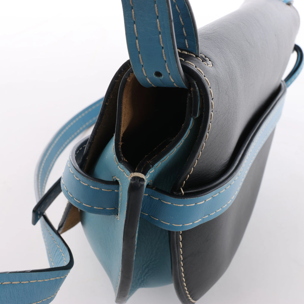 LOEWE Gate Leather Crossbody Bag in Black x Blue